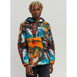 Reason Windbreaker hooded jacket small dragon tiger half zip